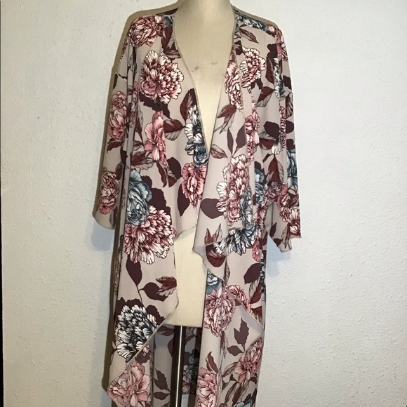 Lularoe long floral open front duster/cardigan - Picture 3 of 8